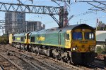 Double headed Class 66's bring intermodal outbound